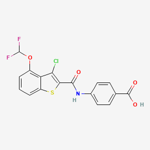 molecular formula C17H10ClF2NO4S B10898550 4-({[3-Chloro-4-(difluoromethoxy)-1-benzothiophen-2-yl]carbonyl}amino)benzoic acid 