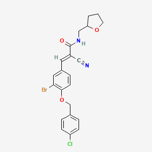 molecular formula C22H20BrClN2O3 B10898595 (2E)-3-{3-bromo-4-[(4-chlorobenzyl)oxy]phenyl}-2-cyano-N-(tetrahydrofuran-2-ylmethyl)prop-2-enamide 