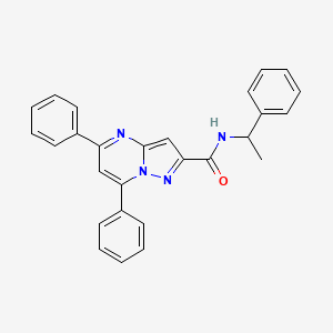 molecular formula C27H22N4O B10898621 5,7-diphenyl-N-(1-phenylethyl)pyrazolo[1,5-a]pyrimidine-2-carboxamide 