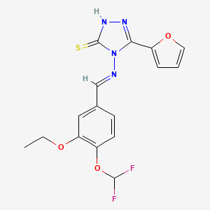 4-({(E)-[4-(difluoromethoxy)-3-ethoxyphenyl]methylidene}amino)-5-(furan-2-yl)-4H-1,2,4-triazole-3-thiol