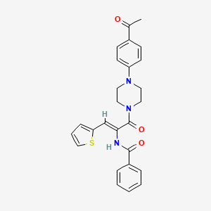 molecular formula C26H25N3O3S B10898629 N-[(1Z)-3-[4-(4-acetylphenyl)piperazin-1-yl]-3-oxo-1-(thiophen-2-yl)prop-1-en-2-yl]benzamide 