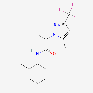 molecular formula C15H22F3N3O B10898642 N-(2-methylcyclohexyl)-2-[5-methyl-3-(trifluoromethyl)-1H-pyrazol-1-yl]propanamide 