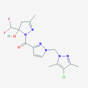 {1-[(4-chloro-3,5-dimethyl-1H-pyrazol-1-yl)methyl]-1H-pyrazol-3-yl}[5-(difluoromethyl)-5-hydroxy-3-methyl-4,5-dihydro-1H-pyrazol-1-yl]methanone