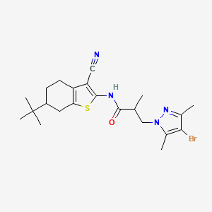 molecular formula C22H29BrN4OS B10898654 3-(4-bromo-3,5-dimethyl-1H-pyrazol-1-yl)-N-(6-tert-butyl-3-cyano-4,5,6,7-tetrahydro-1-benzothiophen-2-yl)-2-methylpropanamide 