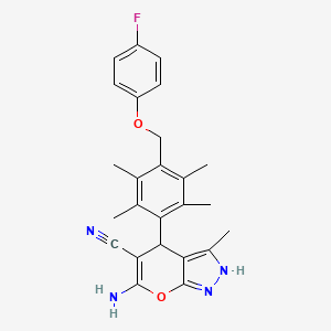 6-Amino-4-{4-[(4-fluorophenoxy)methyl]-2,3,5,6-tetramethylphenyl}-3-methyl-1,4-dihydropyrano[2,3-c]pyrazole-5-carbonitrile