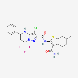 N-(3-carbamoyl-6-methyl-4,5,6,7-tetrahydro-1-benzothiophen-2-yl)-3-chloro-5-phenyl-7-(trifluoromethyl)-4,5,6,7-tetrahydropyrazolo[1,5-a]pyrimidine-2-carboxamide