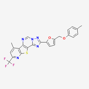 11-methyl-4-[5-[(4-methylphenoxy)methyl]furan-2-yl]-13-(trifluoromethyl)-16-thia-3,5,6,8,14-pentazatetracyclo[7.7.0.02,6.010,15]hexadeca-1(9),2,4,7,10(15),11,13-heptaene