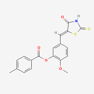 2-methoxy-5-[(Z)-(4-oxo-2-thioxo-1,3-thiazolidin-5-ylidene)methyl]phenyl 4-methylbenzoate