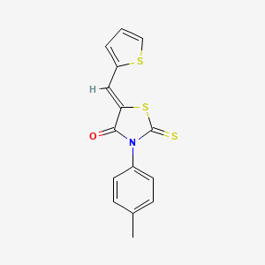 molecular formula C15H11NOS3 B10898724 (5Z)-3-(4-methylphenyl)-5-(thiophen-2-ylmethylidene)-2-thioxo-1,3-thiazolidin-4-one 