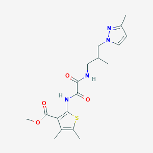 molecular formula C18H24N4O4S B10898738 methyl 4,5-dimethyl-2-{[{[2-methyl-3-(3-methyl-1H-pyrazol-1-yl)propyl]amino}(oxo)acetyl]amino}thiophene-3-carboxylate 