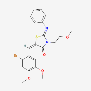 molecular formula C21H21BrN2O4S B10898793 (2Z,5E)-5-(2-bromo-4,5-dimethoxybenzylidene)-3-(2-methoxyethyl)-2-(phenylimino)-1,3-thiazolidin-4-one 