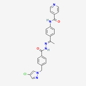 N-(4-{(1E)-1-[2-({4-[(4-chloro-1H-pyrazol-1-yl)methyl]phenyl}carbonyl)hydrazinylidene]ethyl}phenyl)pyridine-4-carboxamide