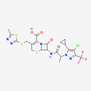 7-({2-[4-chloro-5-cyclopropyl-3-(trifluoromethyl)-1H-pyrazol-1-yl]propanoyl}amino)-3-{[(5-methyl-1,3,4-thiadiazol-2-yl)sulfanyl]methyl}-8-oxo-5-thia-1-azabicyclo[4.2.0]oct-2-ene-2-carboxylic acid