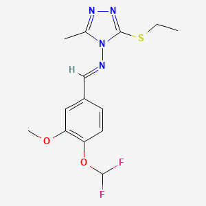 N-{(E)-[4-(difluoromethoxy)-3-methoxyphenyl]methylidene}-3-(ethylsulfanyl)-5-methyl-4H-1,2,4-triazol-4-amine