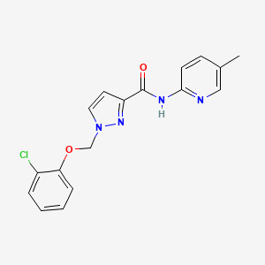 molecular formula C17H15ClN4O2 B10898920 1-[(2-chlorophenoxy)methyl]-N-(5-methylpyridin-2-yl)-1H-pyrazole-3-carboxamide 