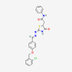 2-{(2E)-2-[(2E)-{4-[(2-chlorobenzyl)oxy]benzylidene}hydrazinylidene]-4-oxo-1,3-thiazolidin-5-yl}-N-phenylacetamide