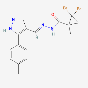 molecular formula C16H16Br2N4O B10898976 2,2-dibromo-1-methyl-N'-{(E)-[3-(4-methylphenyl)-1H-pyrazol-4-yl]methylidene}cyclopropanecarbohydrazide 