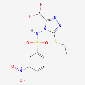 N-[3-(difluoromethyl)-5-(ethylsulfanyl)-4H-1,2,4-triazol-4-yl]-3-nitrobenzenesulfonamide