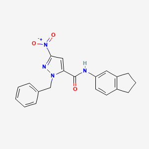 1-benzyl-N-(2,3-dihydro-1H-inden-5-yl)-3-nitro-1H-pyrazole-5-carboxamide