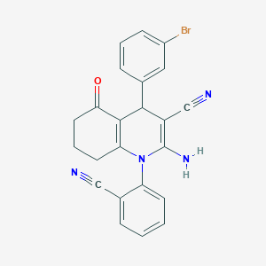 molecular formula C23H17BrN4O B10898994 2-Amino-4-(3-bromophenyl)-1-(2-cyanophenyl)-5-oxo-1,4,5,6,7,8-hexahydroquinoline-3-carbonitrile CAS No. 476483-68-8