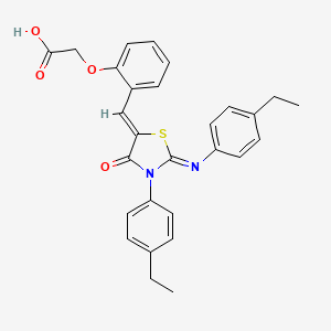 molecular formula C28H26N2O4S B10899003 {2-[(Z)-{(2Z)-3-(4-ethylphenyl)-2-[(4-ethylphenyl)imino]-4-oxo-1,3-thiazolidin-5-ylidene}methyl]phenoxy}acetic acid 