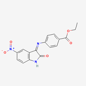 ethyl 4-{[(3E)-5-nitro-2-oxo-1,2-dihydro-3H-indol-3-ylidene]amino}benzoate