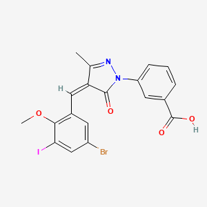 molecular formula C19H14BrIN2O4 B10899077 3-[(4Z)-4-(5-bromo-3-iodo-2-methoxybenzylidene)-3-methyl-5-oxo-4,5-dihydro-1H-pyrazol-1-yl]benzoic acid 