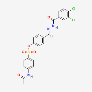 molecular formula C22H17Cl2N3O5S B10899085 4-[(E)-{2-[(3,4-dichlorophenyl)carbonyl]hydrazinylidene}methyl]phenyl 4-(acetylamino)benzenesulfonate 