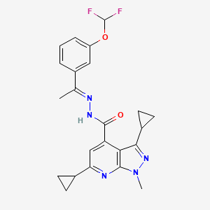 3,6-dicyclopropyl-N'-{(1E)-1-[3-(difluoromethoxy)phenyl]ethylidene}-1-methyl-1H-pyrazolo[3,4-b]pyridine-4-carbohydrazide