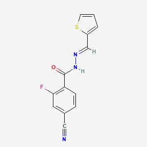 4-cyano-2-fluoro-N'-[(E)-thiophen-2-ylmethylidene]benzohydrazide