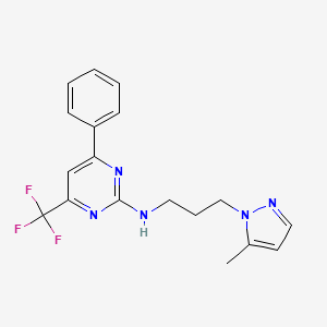 molecular formula C18H18F3N5 B10899161 N-[3-(5-methyl-1H-pyrazol-1-yl)propyl]-4-phenyl-6-(trifluoromethyl)pyrimidin-2-amine 