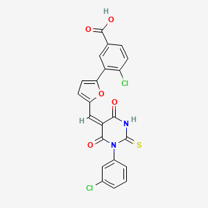 molecular formula C22H12Cl2N2O5S B10899186 4-chloro-3-(5-{(E)-[1-(3-chlorophenyl)-4,6-dioxo-2-thioxotetrahydropyrimidin-5(2H)-ylidene]methyl}furan-2-yl)benzoic acid 