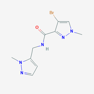 molecular formula C10H12BrN5O B10899213 4-bromo-1-methyl-N-[(1-methyl-1H-pyrazol-5-yl)methyl]-1H-pyrazole-3-carboxamide 