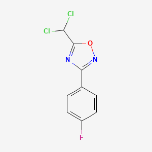 molecular formula C9H5Cl2FN2O B10899230 5-(Dichloromethyl)-3-(4-fluorophenyl)-1,2,4-oxadiazole 