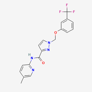 molecular formula C18H15F3N4O2 B10899263 N-(5-methylpyridin-2-yl)-1-{[3-(trifluoromethyl)phenoxy]methyl}-1H-pyrazole-3-carboxamide 