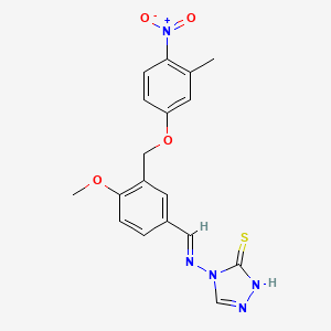 4-{[(E)-{4-methoxy-3-[(3-methyl-4-nitrophenoxy)methyl]phenyl}methylidene]amino}-4H-1,2,4-triazole-3-thiol