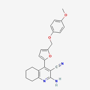 molecular formula C22H21N3O3 B10899278 2-Amino-4-{5-[(4-methoxyphenoxy)methyl]furan-2-yl}-5,6,7,8-tetrahydroquinoline-3-carbonitrile 