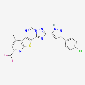 4-[3-(4-chlorophenyl)-1H-pyrazol-5-yl]-13-(difluoromethyl)-11-methyl-16-thia-3,5,6,8,14-pentazatetracyclo[7.7.0.02,6.010,15]hexadeca-1(9),2,4,7,10(15),11,13-heptaene