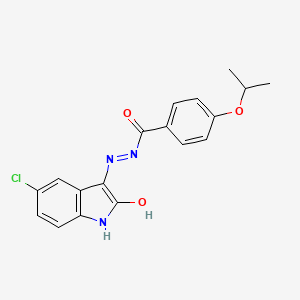 N'-[(3E)-5-chloro-2-oxo-1,2-dihydro-3H-indol-3-ylidene]-4-(propan-2-yloxy)benzohydrazide