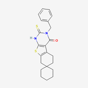 molecular formula C22H24N2OS2 B10899357 3-benzyl-2-sulfanyl-3,5,6,8-tetrahydro-4H-spiro[1-benzothieno[2,3-d]pyrimidine-7,1'-cyclohexan]-4-one 