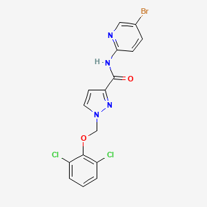 molecular formula C16H11BrCl2N4O2 B10899387 N-(5-bromopyridin-2-yl)-1-[(2,6-dichlorophenoxy)methyl]-1H-pyrazole-3-carboxamide 