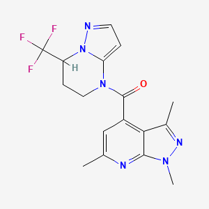 molecular formula C17H17F3N6O B10899397 [7-(trifluoromethyl)-6,7-dihydropyrazolo[1,5-a]pyrimidin-4(5H)-yl](1,3,6-trimethyl-1H-pyrazolo[3,4-b]pyridin-4-yl)methanone 