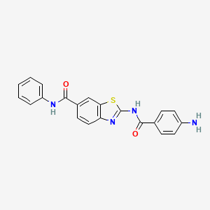 molecular formula C21H16N4O2S B10899420 2-{[(4-aminophenyl)carbonyl]amino}-N-phenyl-1,3-benzothiazole-6-carboxamide 