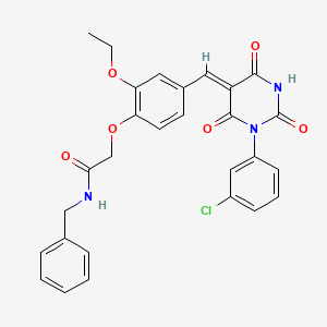 N-benzyl-2-(4-{(Z)-[1-(3-chlorophenyl)-2,4,6-trioxotetrahydropyrimidin-5(2H)-ylidene]methyl}-2-ethoxyphenoxy)acetamide