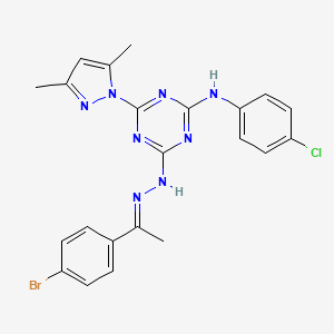 4-{(2E)-2-[1-(4-bromophenyl)ethylidene]hydrazinyl}-N-(4-chlorophenyl)-6-(3,5-dimethyl-1H-pyrazol-1-yl)-1,3,5-triazin-2-amine