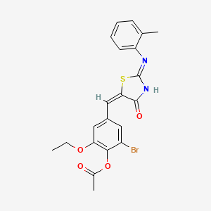 2-bromo-6-ethoxy-4-[(E)-{(2Z)-2-[(2-methylphenyl)imino]-4-oxo-1,3-thiazolidin-5-ylidene}methyl]phenyl acetate