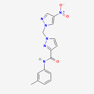 N-(3-methylphenyl)-1-[(4-nitro-1H-pyrazol-1-yl)methyl]-1H-pyrazole-3-carboxamide