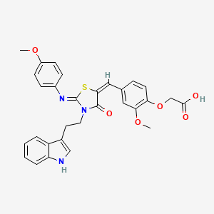 {4-[(E)-{(2Z)-3-[2-(1H-indol-3-yl)ethyl]-2-[(4-methoxyphenyl)imino]-4-oxo-1,3-thiazolidin-5-ylidene}methyl]-2-methoxyphenoxy}acetic acid