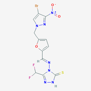 4-{[(E)-{5-[(4-bromo-3-nitro-1H-pyrazol-1-yl)methyl]furan-2-yl}methylidene]amino}-5-(difluoromethyl)-4H-1,2,4-triazole-3-thiol