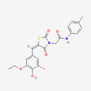 2-[(5E)-5-(3-ethoxy-4-hydroxy-5-iodobenzylidene)-2,4-dioxo-1,3-thiazolidin-3-yl]-N-(4-methylphenyl)acetamide